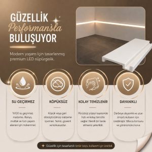 kapaklı led beyaz süpürgelik