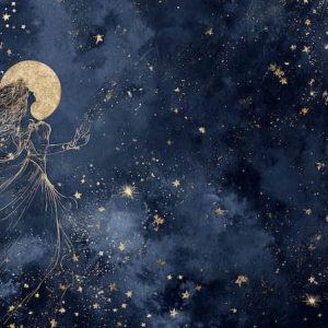 Altın Yıldızlar ve Dolunay Astroloji Temalı Duvar Kağıdı YT-06030