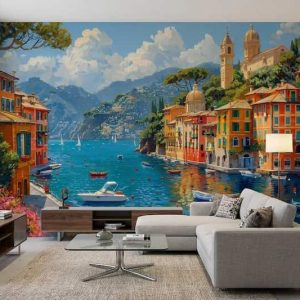 İtalya Sahili Portofino Dinlendirici Deniz Manzaralı Duvar Kağıdı YD-05044