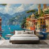 İtalya Sahili Portofino Dinlendirici Deniz Manzaralı Duvar Kağıdı YD-05044