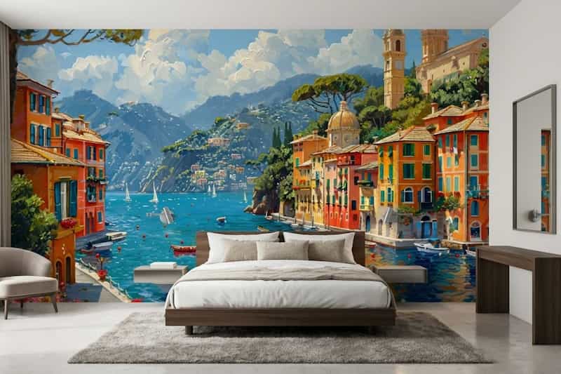 İtalya Sahili Portofino Dinlendirici Deniz Manzaralı Duvar Kağıdı YD-05044