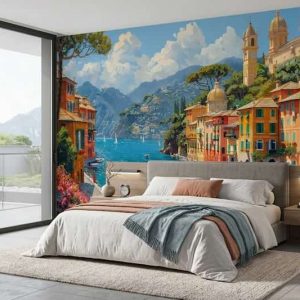 İtalya Sahili Portofino Dinlendirici Deniz Manzaralı Duvar Kağıdı YD-05044
