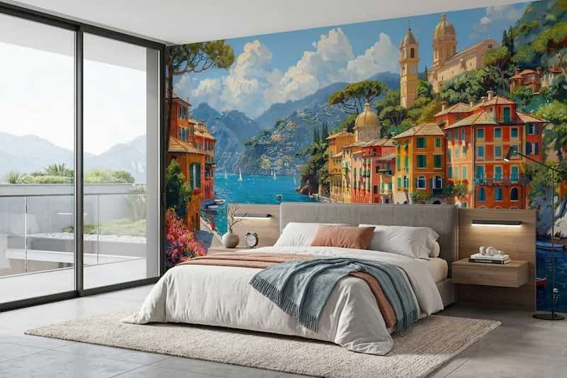 İtalya Sahili Portofino Dinlendirici Deniz Manzaralı Duvar Kağıdı YD-05044