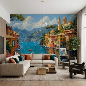 İtalya Sahili Portofino Dinlendirici Deniz Manzaralı Duvar Kağıdı YD-05044