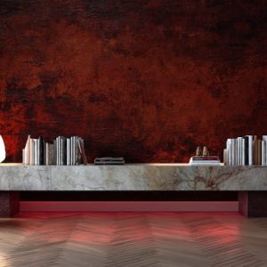Koyu Kırmızı ve Siyah Sıva Desenli Lüks Salon Duvar Kağıdı YS-06035