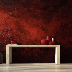 Koyu Kırmızı ve Siyah Sıva Desenli Lüks Salon Duvar Kağıdı YS-06035
