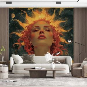 Mistik Gökyüzü ve Mitolojik Kadın Figürlü Modern Duvar Kağıdı YCO-03007