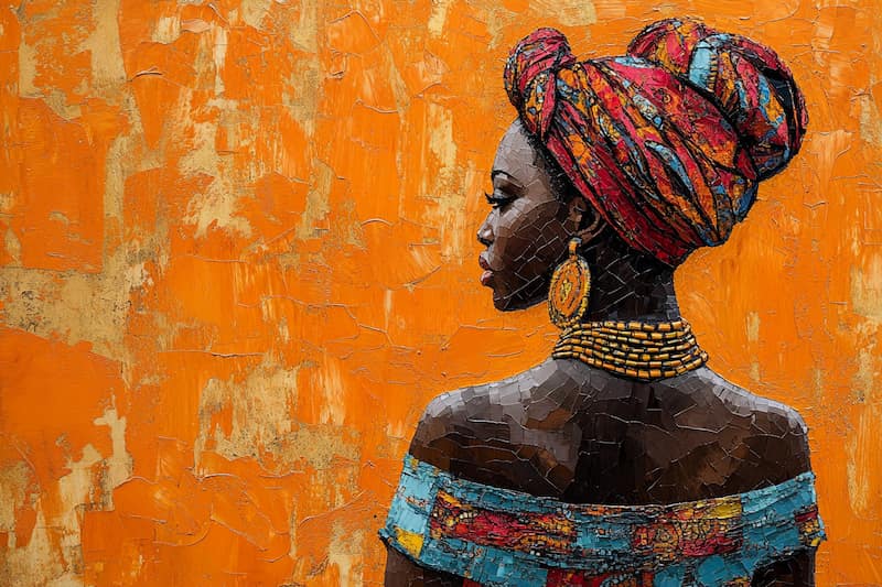 Mozaik Dokulu Etnik Afrikalı Kadın Duvar Kağıdı YK-04063