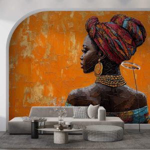 Mozaik Dokulu Etnik Afrikalı Kadın Duvar Kağıdı YK-04063