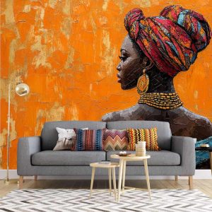 Mozaik Dokulu Etnik Afrikalı Kadın Duvar Kağıdı YK-04063