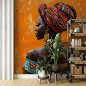 Mozaik Dokulu Etnik Afrikalı Kadın Duvar Kağıdı YK-04063