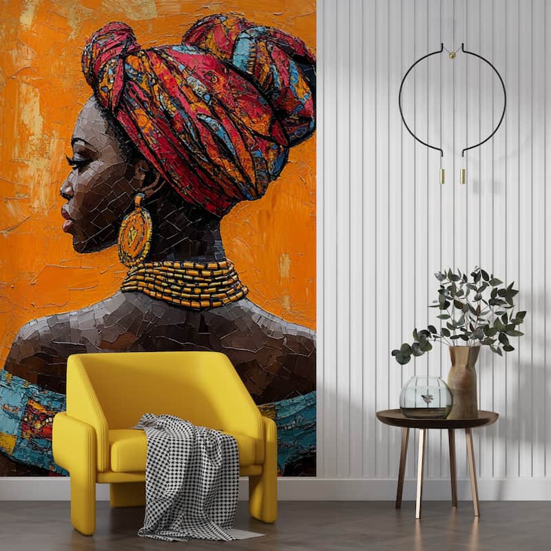 Mozaik Dokulu Etnik Afrikalı Kadın Duvar Kağıdı YK-04063