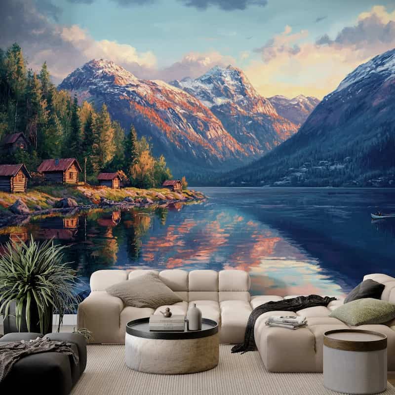 Norveç Dağ ve Göl Manzaralı Modern Duvar Kağıdı YD-05097
