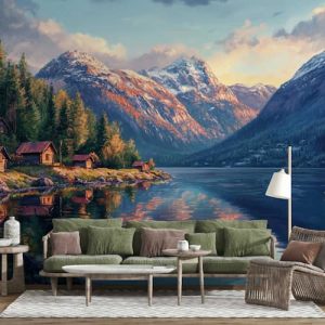 Norveç Dağ ve Göl Manzaralı Modern Duvar Kağıdı YD-05097