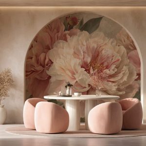 Pudra Pembe Şakayık Çiçekli Zarif Salon Duvar Kağıdı YF-06038