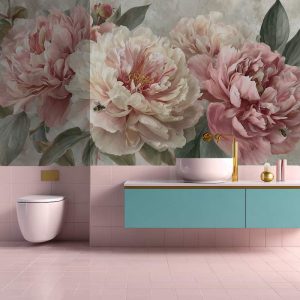 Pudra Pembe Şakayık Çiçekli Zarif Salon Duvar Kağıdı YF-06038