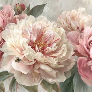 Pudra Pembe Şakayık Çiçekli Zarif Salon Duvar Kağıdı YF-06038