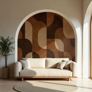 Retro Tarz Kahverengi Geometrik Desenli Duvar Kağıdı YMO-06018