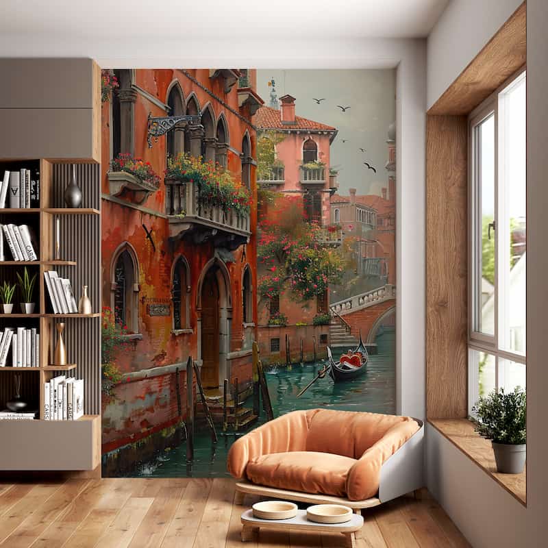 Yağlı Boya Dokulu Venedik Manzara Salon Duvar Kağıdı YD-05043