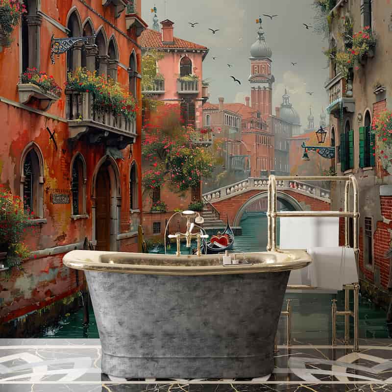 Yağlı Boya Dokulu Venedik Manzara Salon Duvar Kağıdı YD-05043