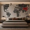 Kırmızı Detaylı Tipografik Dünya Haritası Modern Duvar Kağıdı H0097