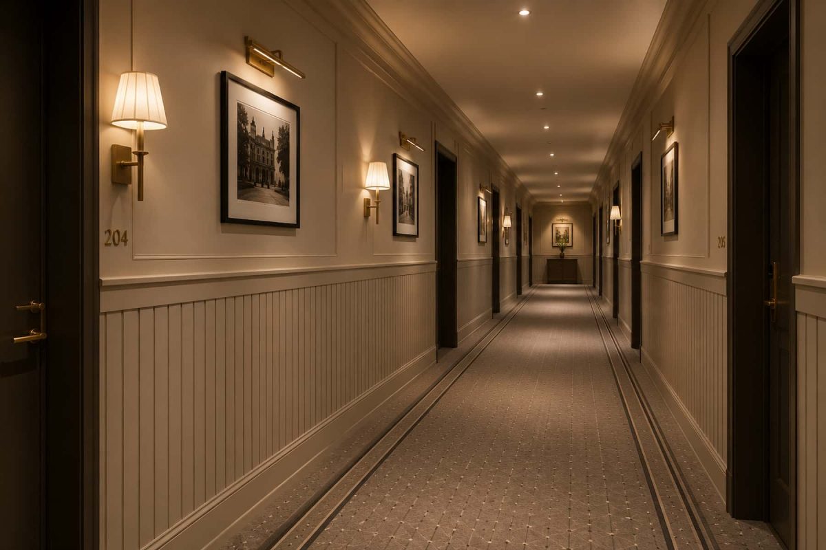 Otel Amerikan Duvar Paneli Koridor Lambri Dekorasyonu