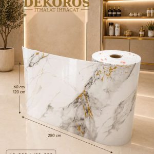 Kendinden yapışkanlı mermer panel Beyaz Gri Gold DKS595