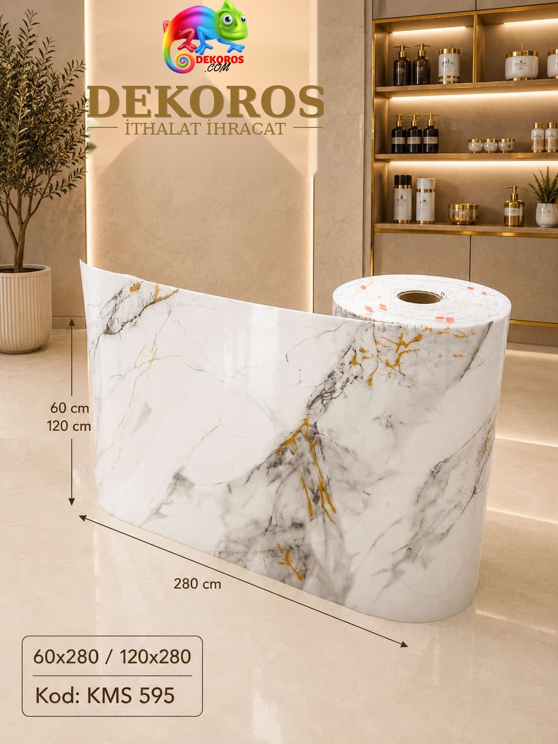 Kendinden yapışkanlı mermer panel Beyaz Gri Gold DKS595