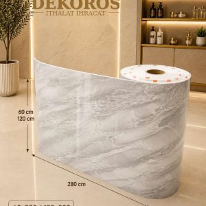 Kendinden yapışkanlı gri mermer panel DKS6179-3 60x280 ve 120x280 cm eksiz duvar kaplama