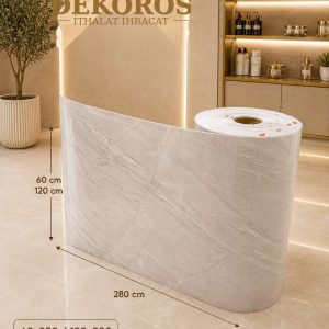 Kendinden yapışkanlı açık gri mermer panel DKS6203 60x280 ve 120x280 cm eksiz duvar kaplama