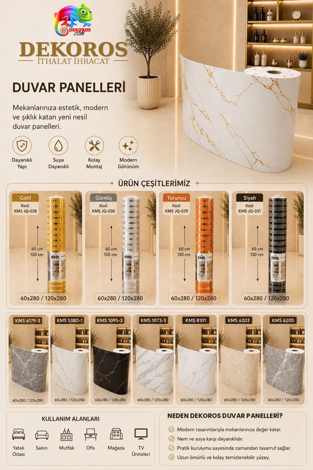 Yapışkanlı mermer panel renk ve mermer desen seçenekleri