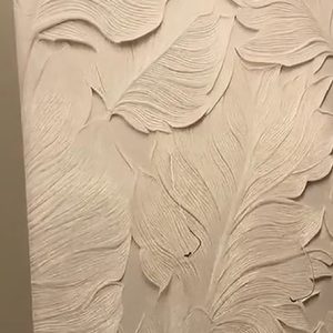 Rölyef kabartmalı yaprak duvar kağıdı damar ve doku detayı YR-001