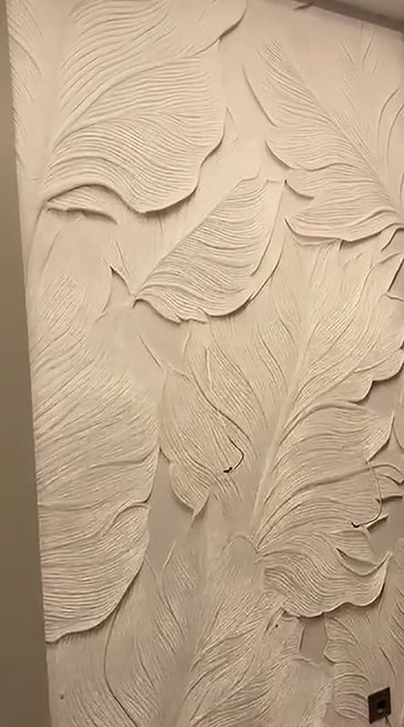 Rölyef kabartmalı yaprak duvar kağıdı damar ve doku detayı YR-001