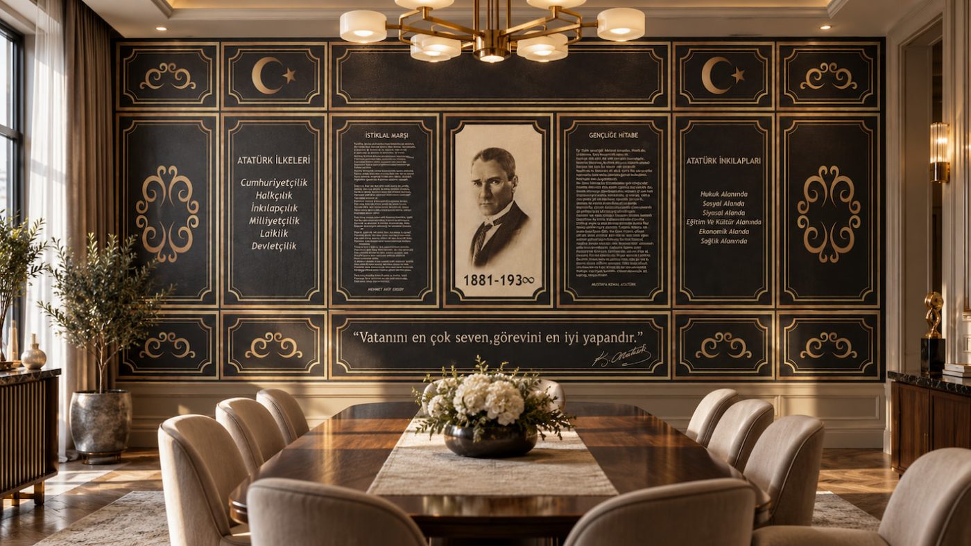 Atatürk İlkeleri Ve İnkılapları Temalı Klasik Çerçeveli Okul Duvar Kağıdı ATA0025
